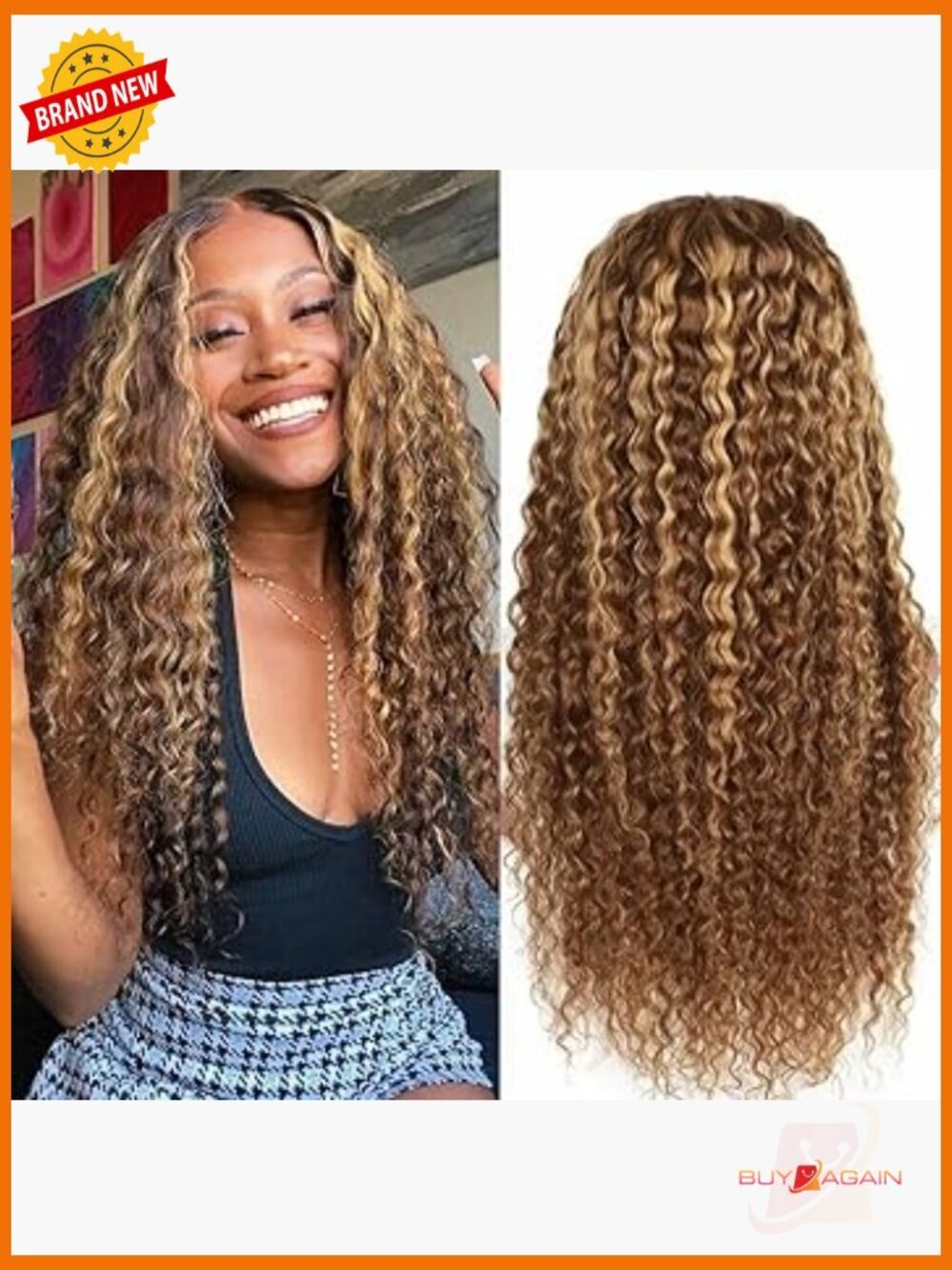 30 Inch 13x6 Highlight Wig Human Hair 200% Density Deep Curly Lace Front Wig